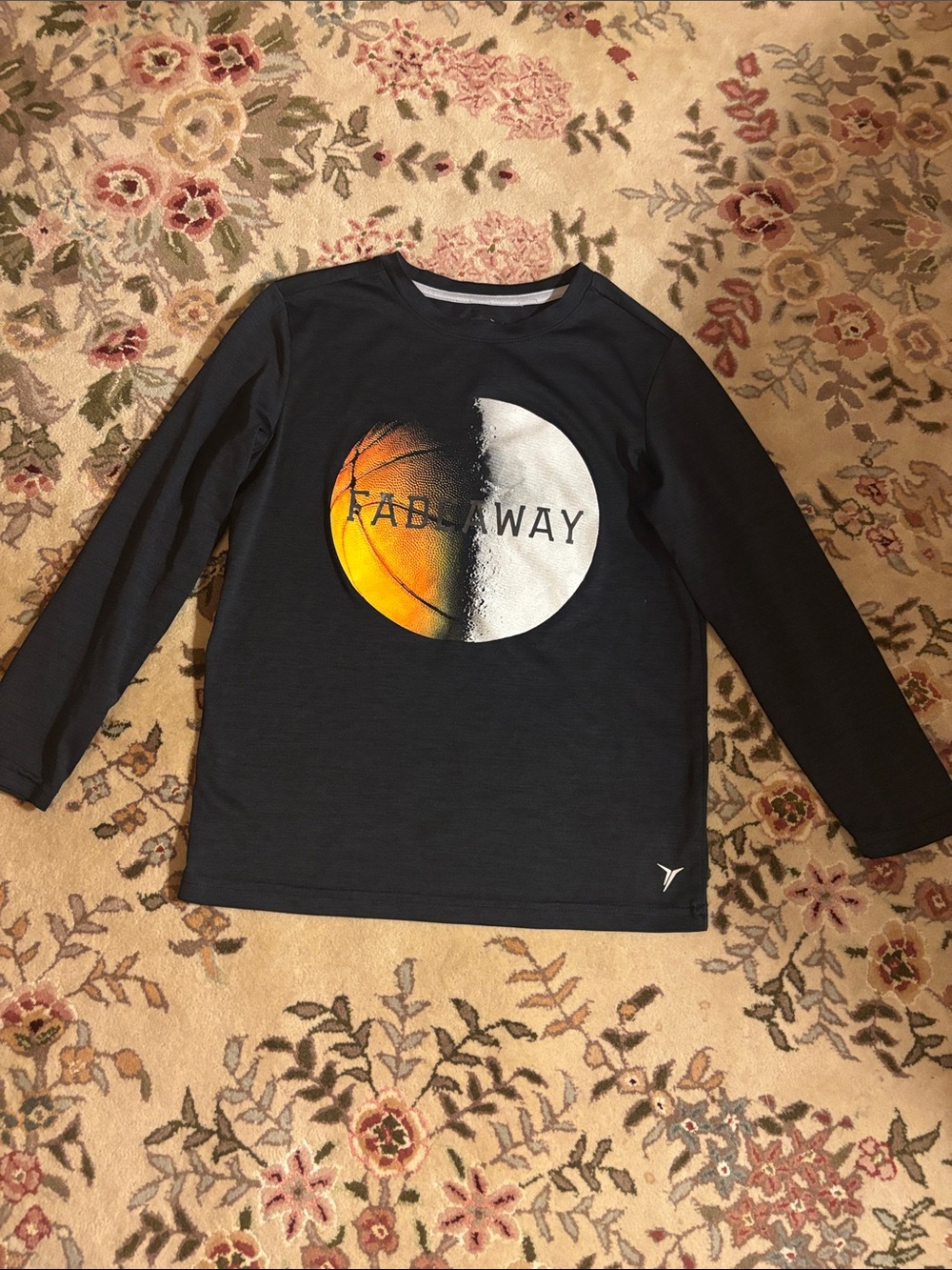 Old Navy Black Long-Sleeve Tee with Orange and White Graphic